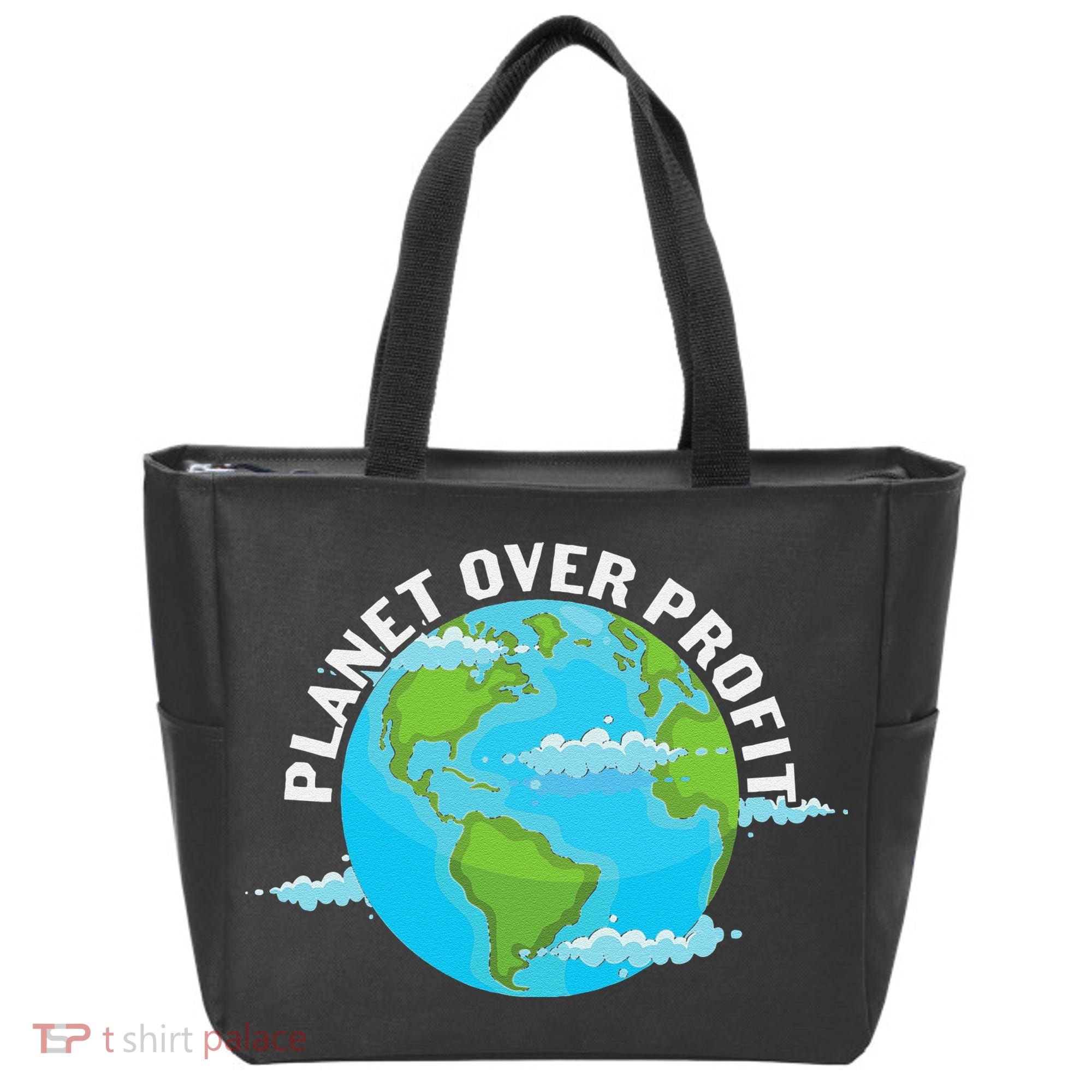 Planet Over Profit Earth Day Environmental Tote Bag