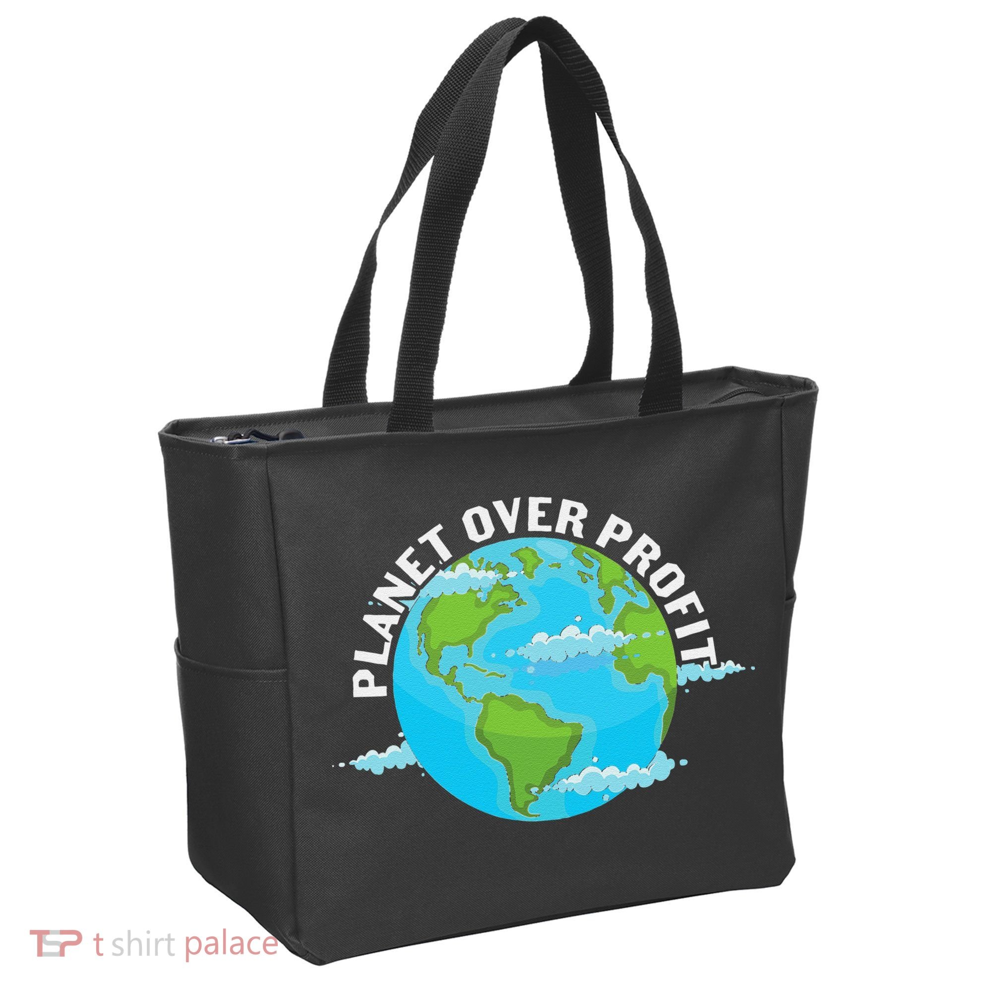 Planet Over Profit Earth Day Environmental Tote Bag