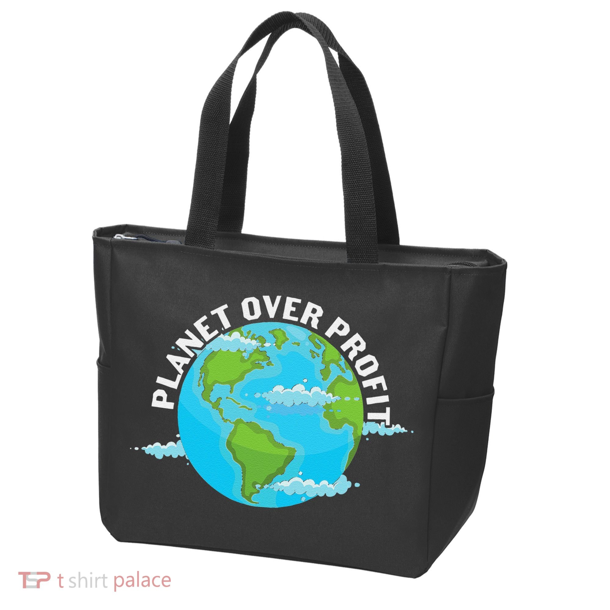Planet Over Profit Earth Day Environmental Tote Bag