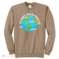 Planet Over Profit Earth Day Environmental Sweatshirt thumb 0