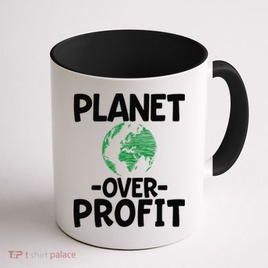 Planet Over Profit Earth Day Environmentalist Gift Coffee Mug back