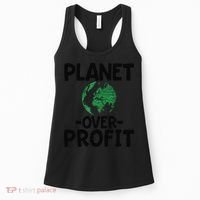 Planet Over Profit Earth Day Environmentalist Gift Women's Tank Top thumb 0