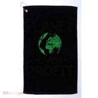 Planet Over Profit Earth Day Environmentalist Gift Golf Towel thumb 0