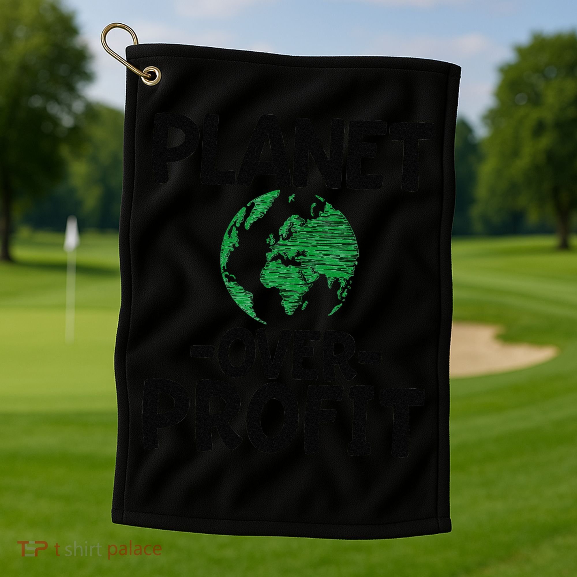 Planet Over Profit Earth Day Environmentalist Gift Golf Towel