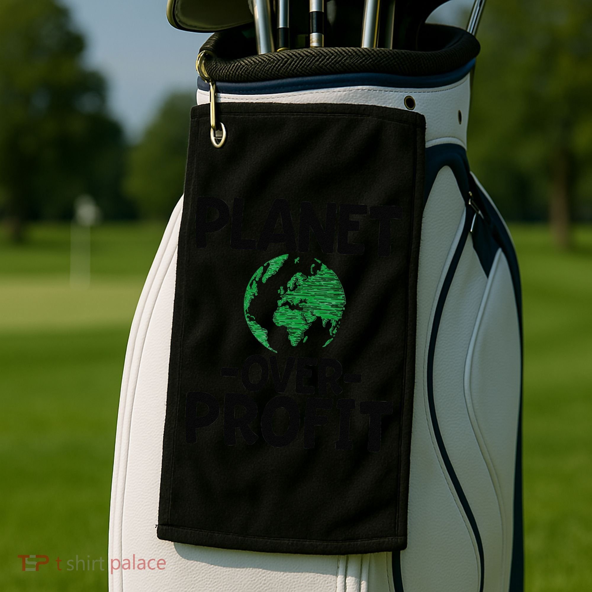 Planet Over Profit Earth Day Environmentalist Gift Golf Towel