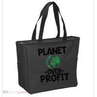 Planet Over Profit Earth Day Environmentalist Gift Tote Bag thumb 2