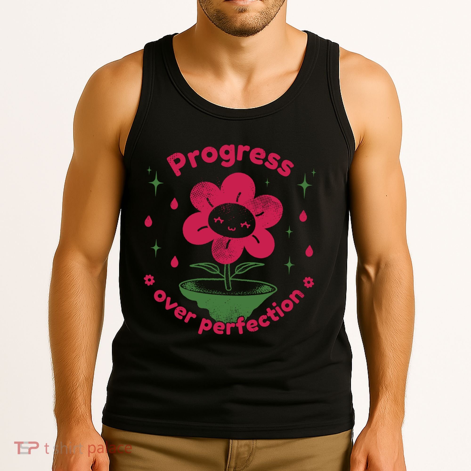 Progress Over Perfection Flower Tank Top