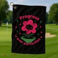 Progress Over Perfection Flower Golf Towel thumb 1