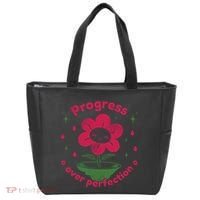 Progress Over Perfection Flower Tote Bag thumb 0