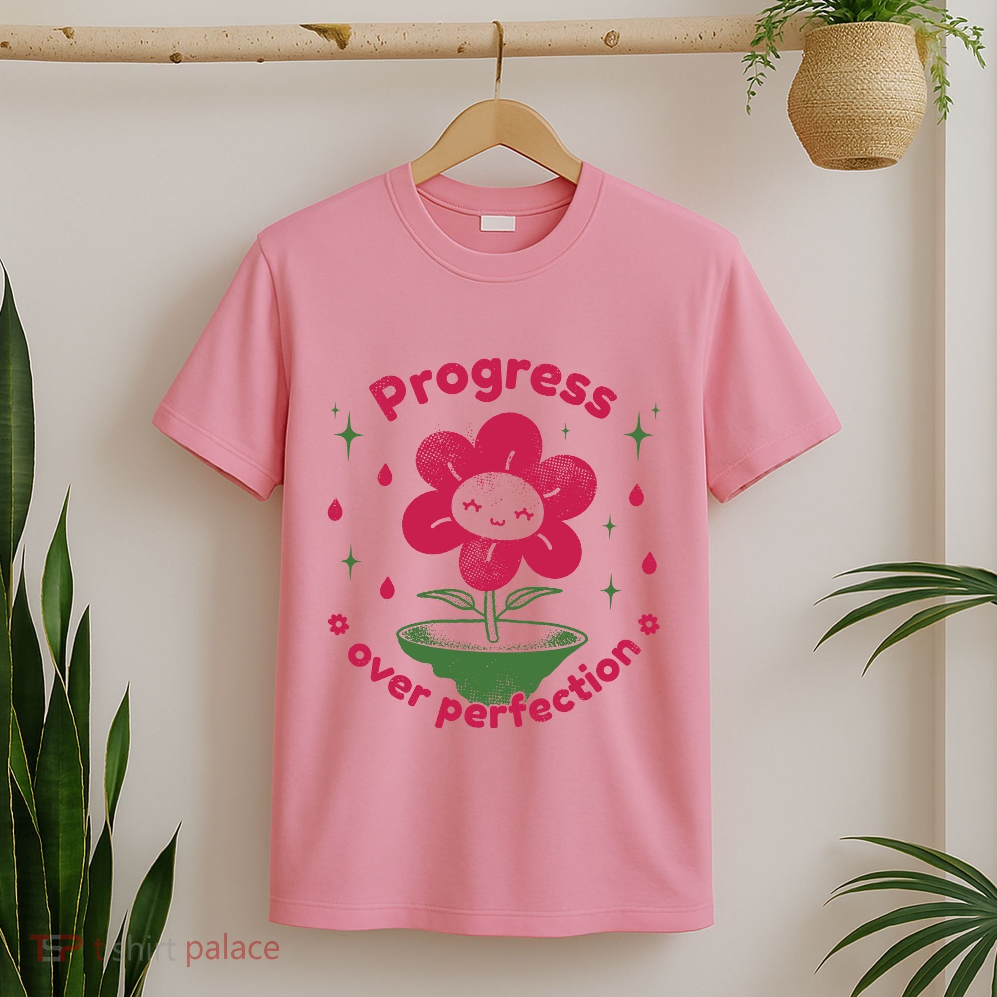 Progress Over Perfection Flower T-Shirt