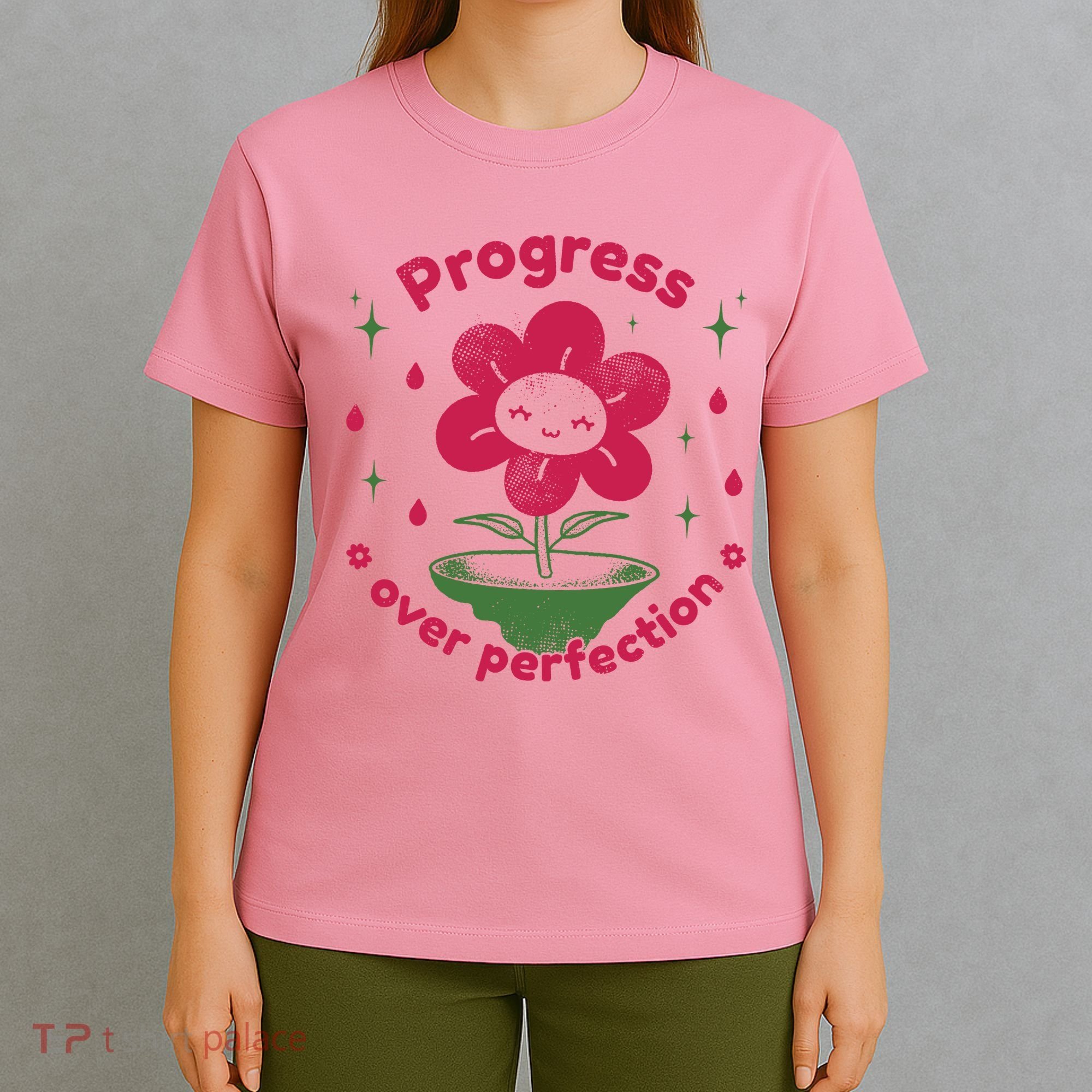 Progress Over Perfection Flower T-Shirt