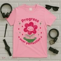 Progress Over Perfection Flower T-Shirt thumb 5