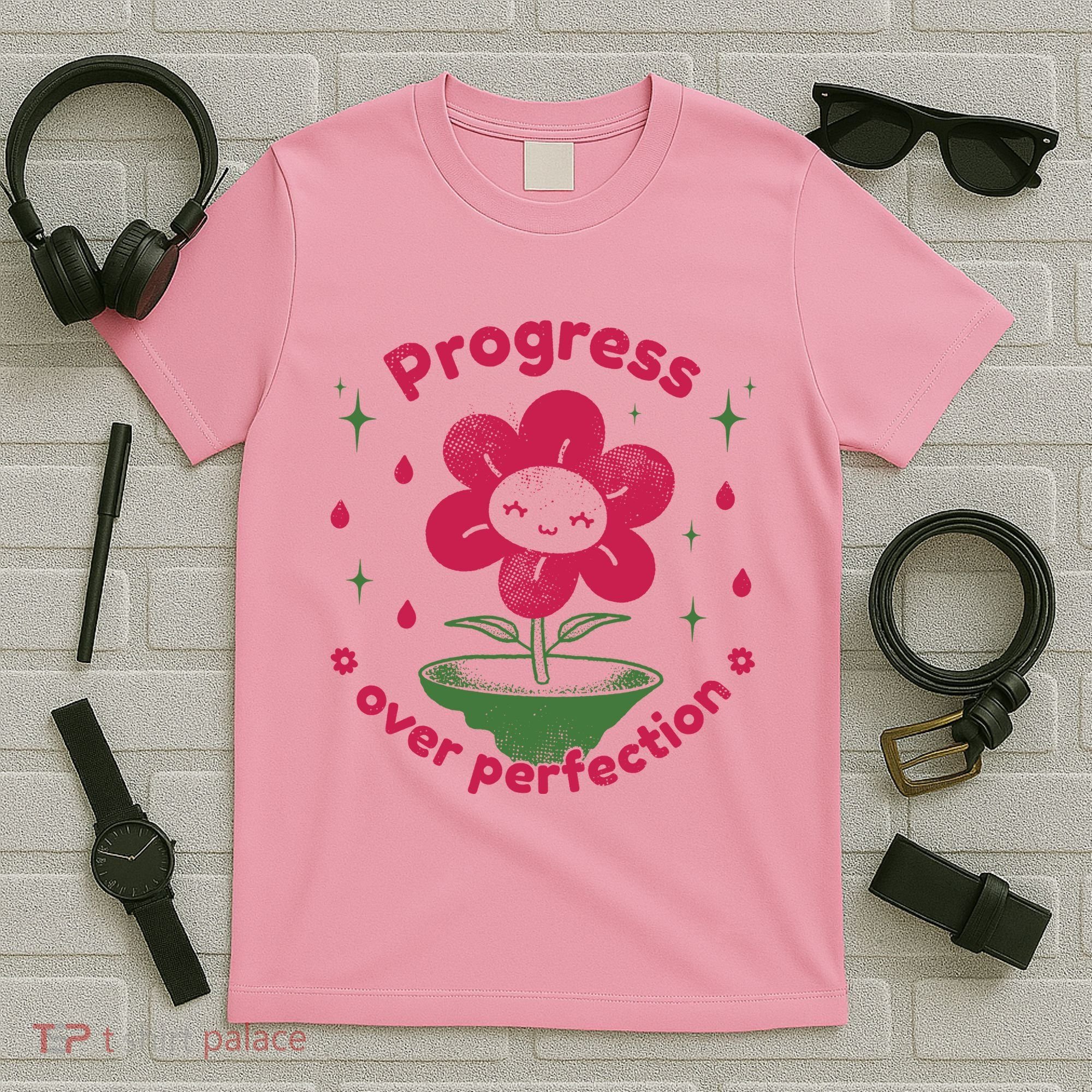 Progress Over Perfection Flower T-Shirt