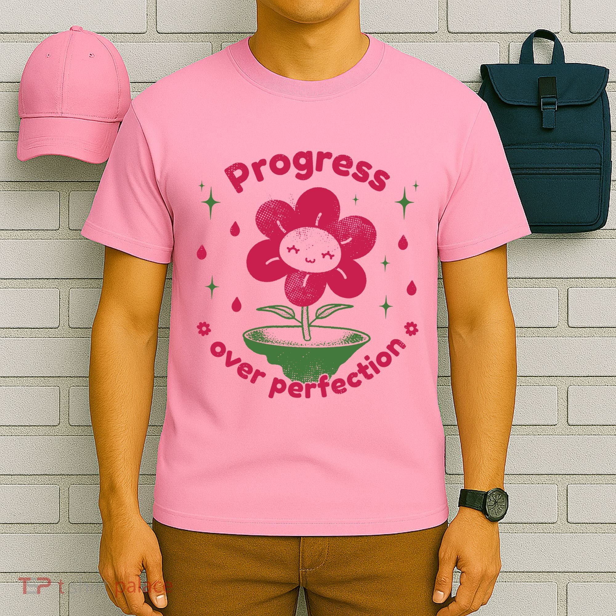 Progress Over Perfection Flower T-Shirt