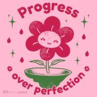 Progress Over Perfection Flower Button thumb 1