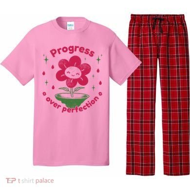 Progress Over Perfection Flower Pajama Set