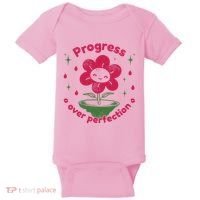 Progress Over Perfection Flower Baby Bodysuit thumb 0