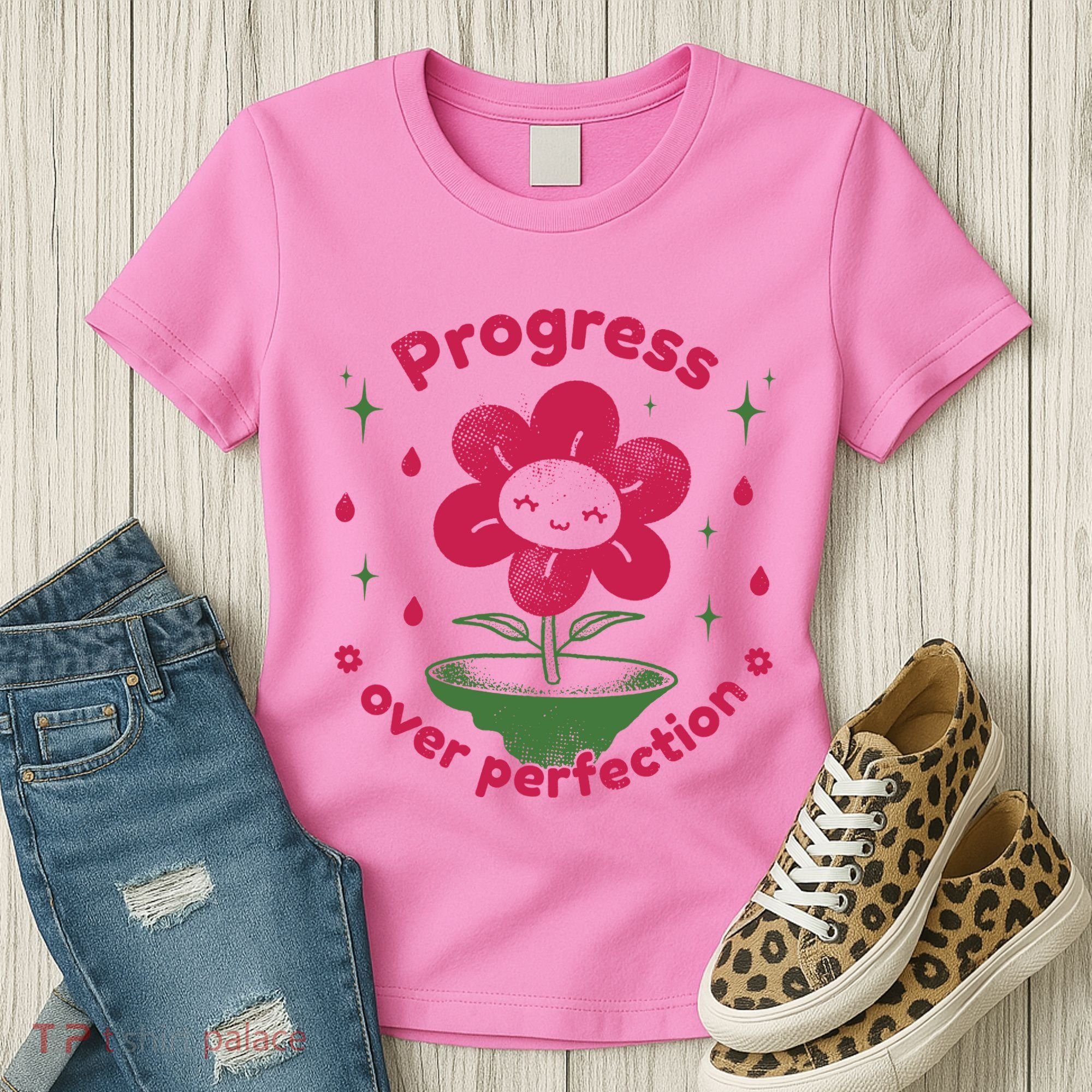 Progress Over Perfection Flower Women's T-Shirt