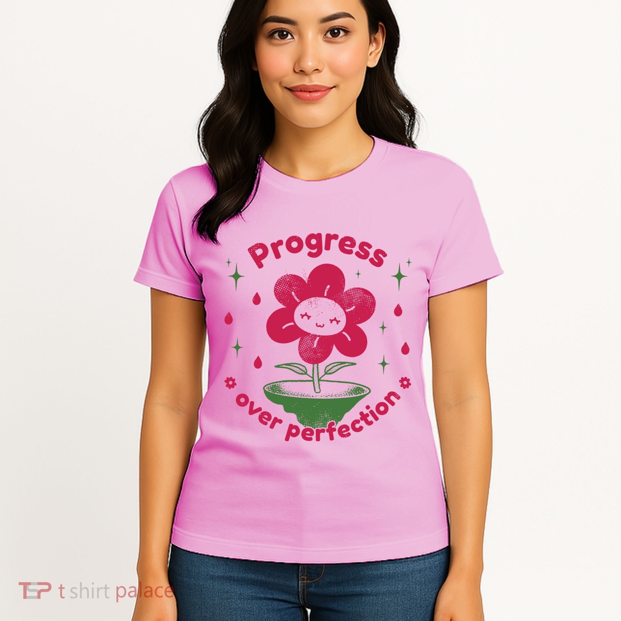 Progress Over Perfection Flower Women's T-Shirt