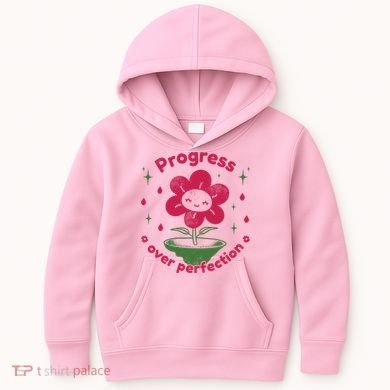 Progress Over Perfection Flower Kids Hoodie