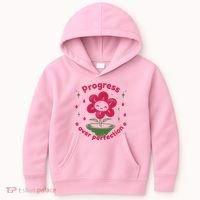 Progress Over Perfection Flower Kids Hoodie thumb 0