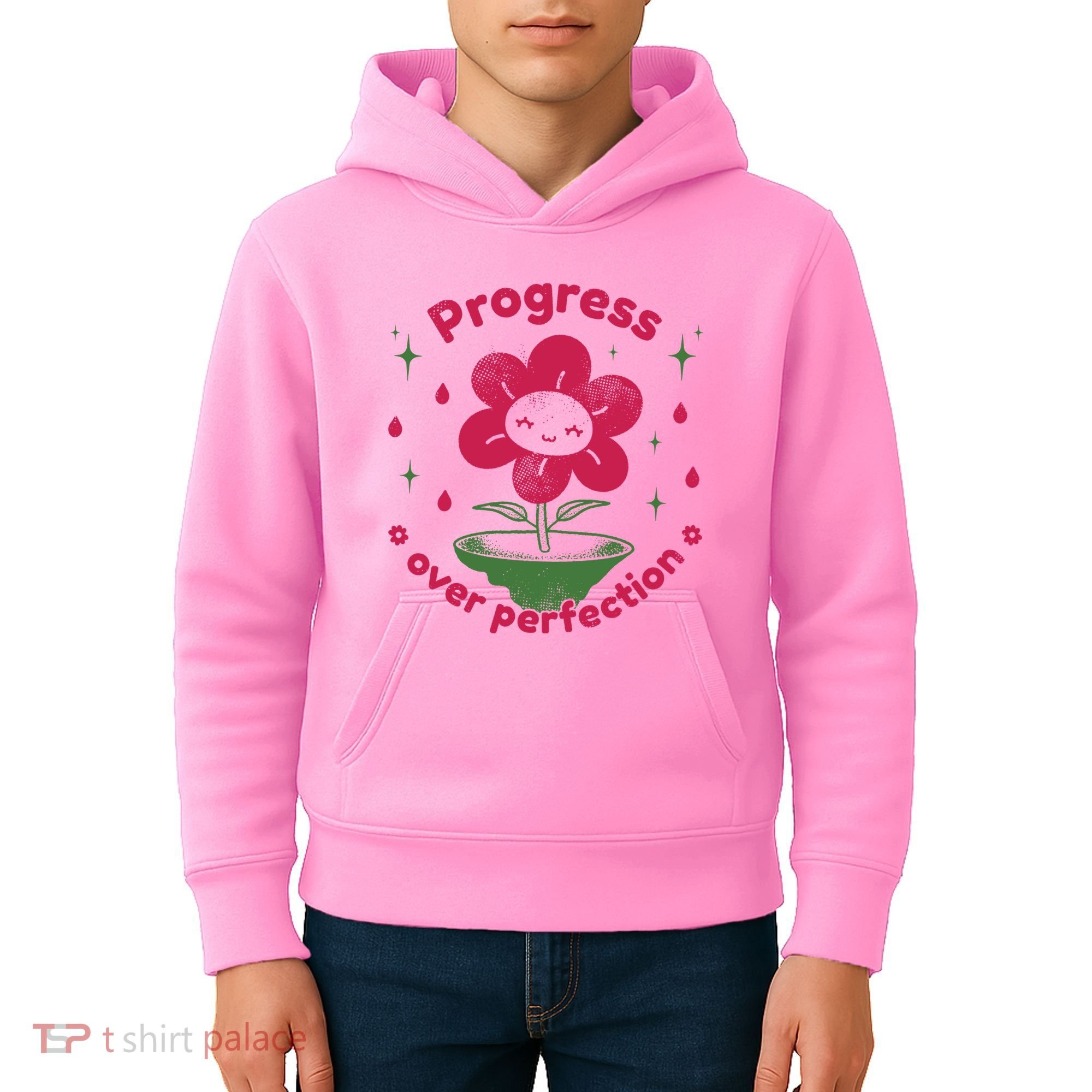 Progress Over Perfection Flower Kids Hoodie