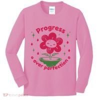 Progress Over Perfection Flower Kids Long Sleeve Shirt thumb 0