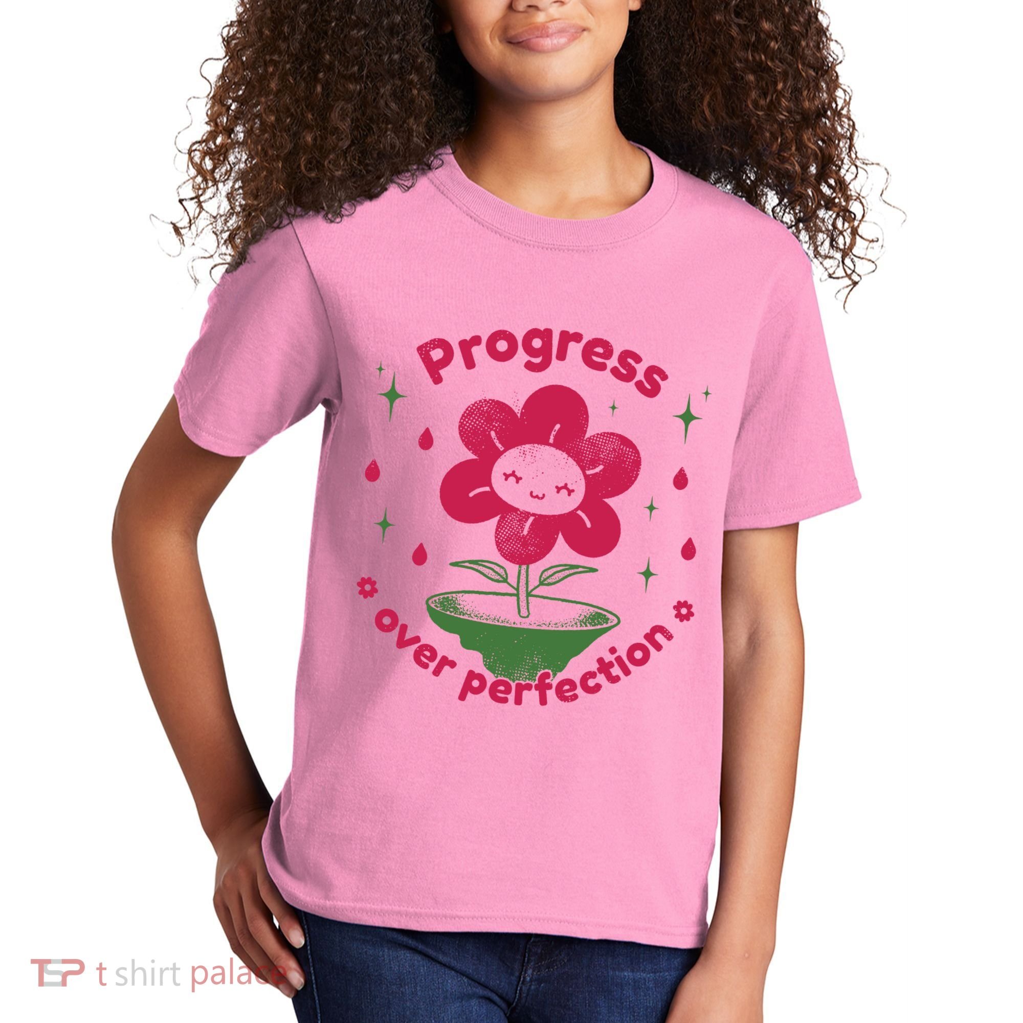 Progress Over Perfection Flower Kids T-Shirt