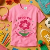 Progress Over Perfection Flower Kids T-Shirt thumb 3