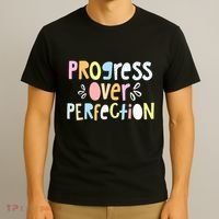 Progress Over Perfection Motivational Teacher Back To School T-Shirt thumb 3