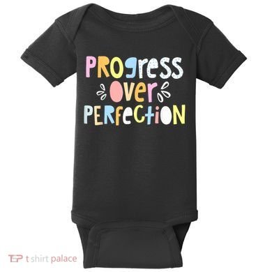 Progress Over Perfection Motivational Teacher Back To School Baby Bodysuit