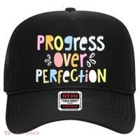 Progress Over Perfection Motivational Teacher Back To School Hat thumb 0