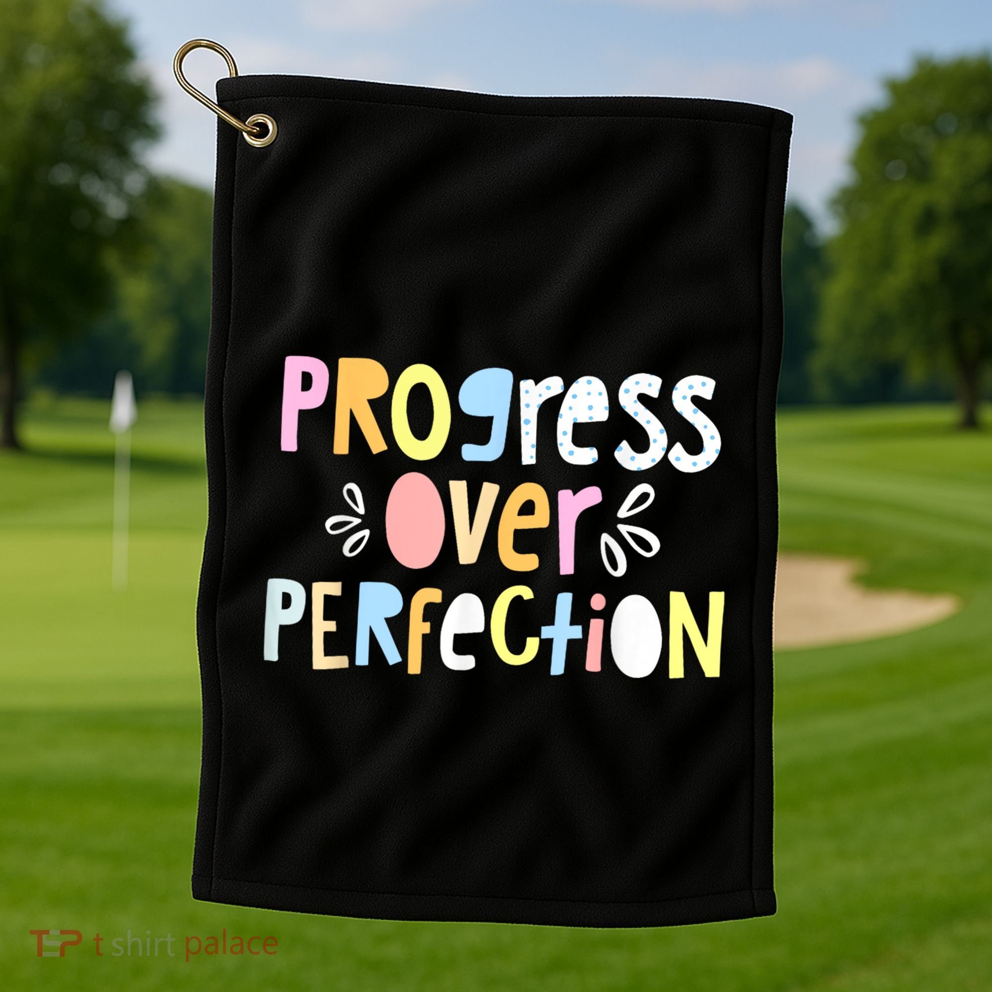 Progress Over Perfection Motivational Teacher Back To School Golf Towel