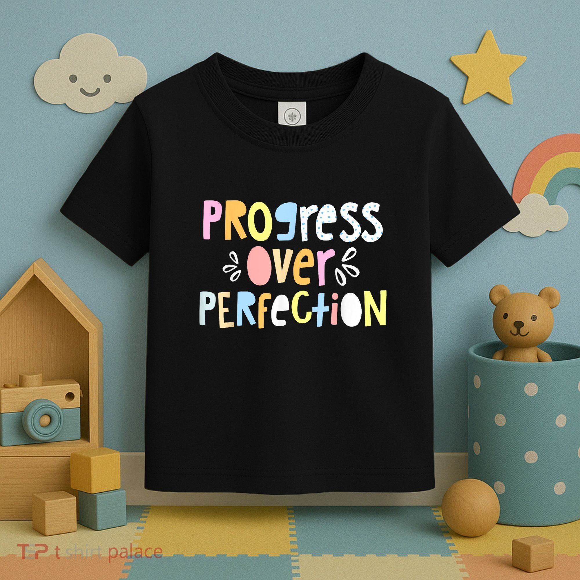 Progress Over Perfection Motivational Teacher Back To School Toddler T-Shirt