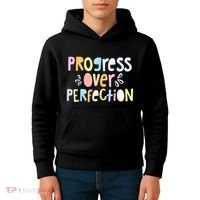 Progress Over Perfection Motivational Teacher Back To School Kids Hoodie thumb 4