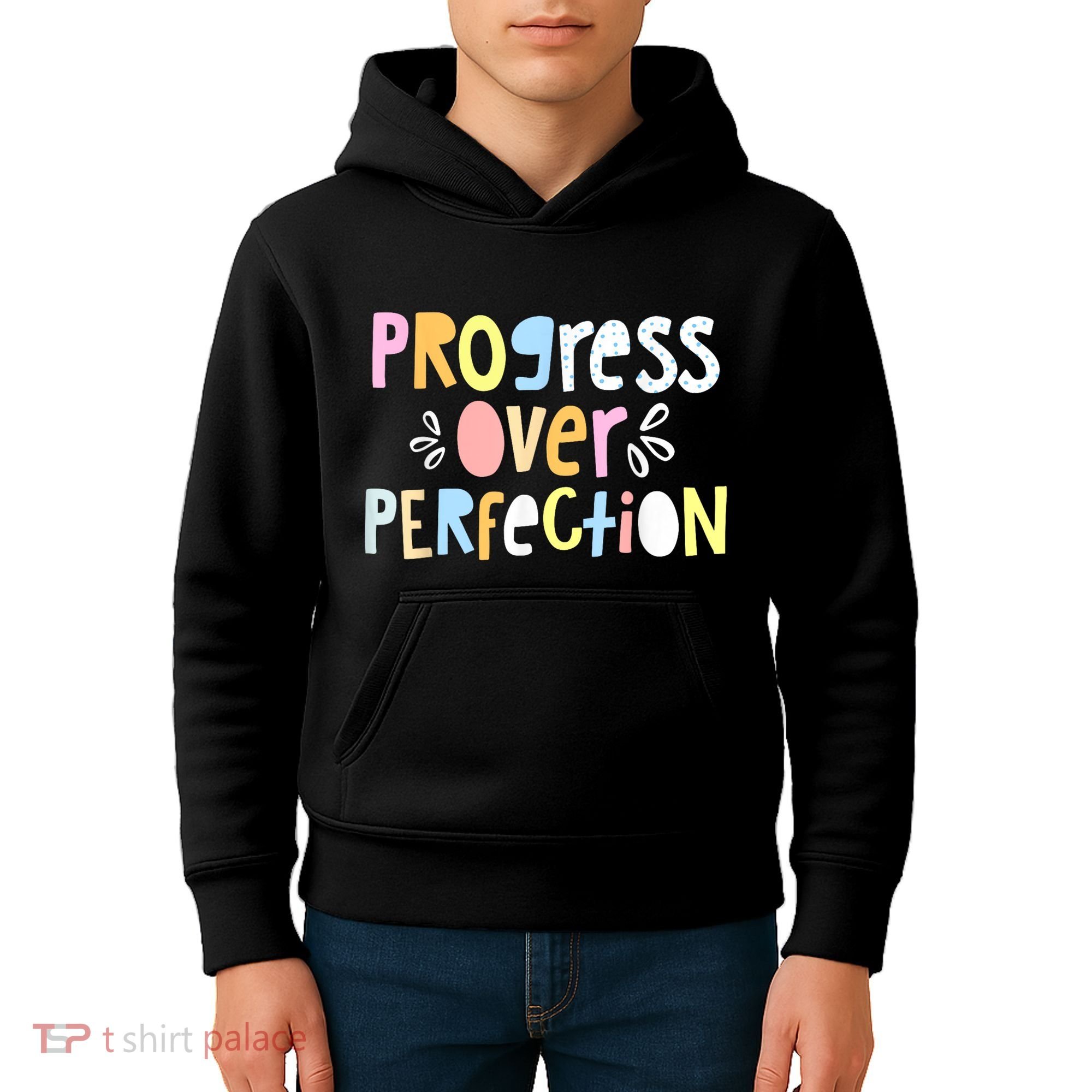 Progress Over Perfection Motivational Teacher Back To School Kids Hoodie