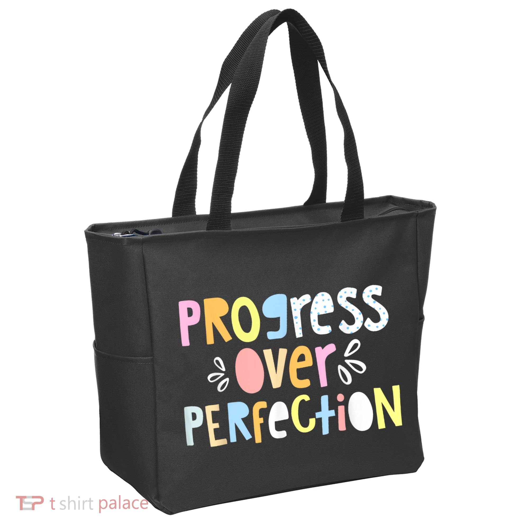 Progress Over Perfection Motivational Teacher Back To School Tote Bag