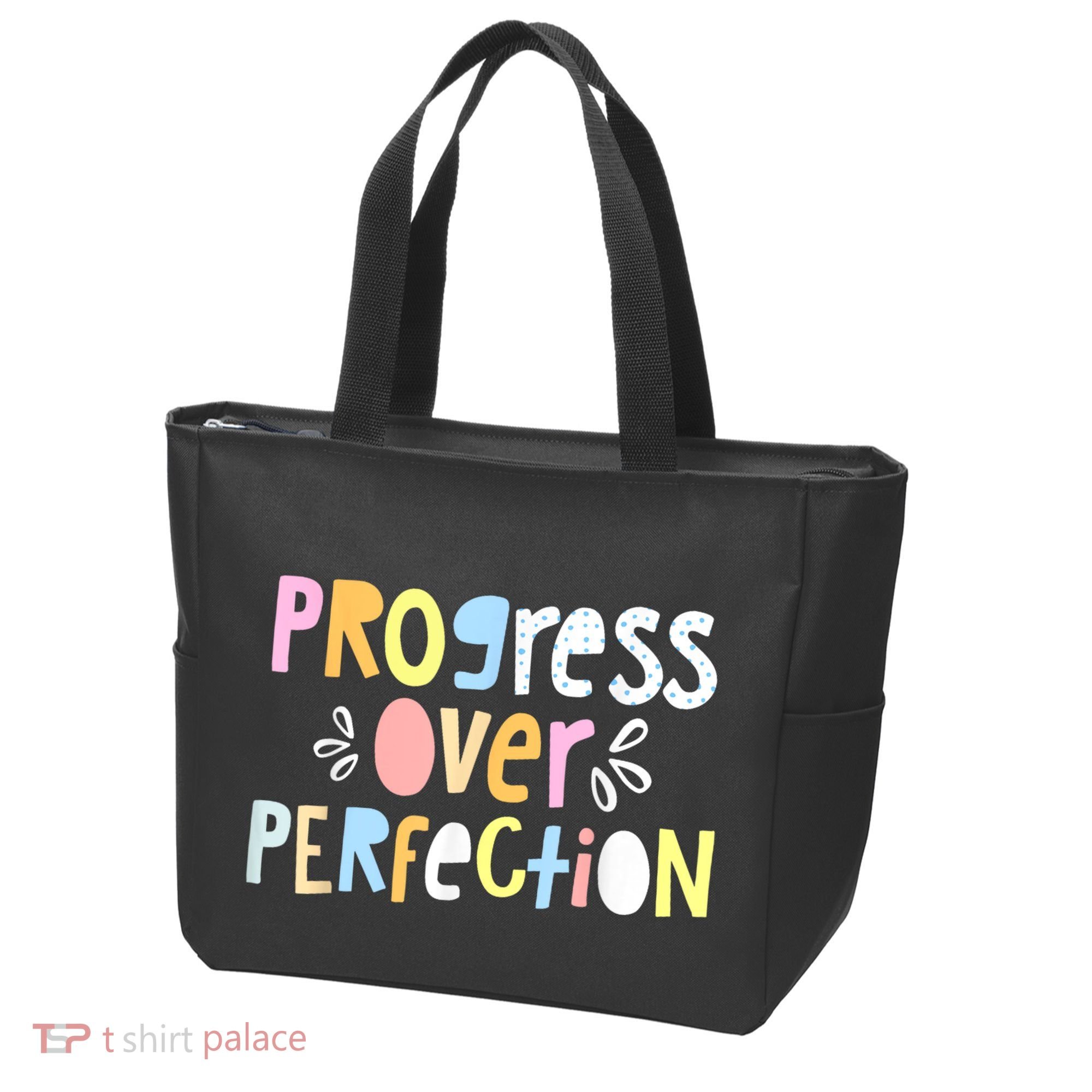 Progress Over Perfection Motivational Teacher Back To School Tote Bag