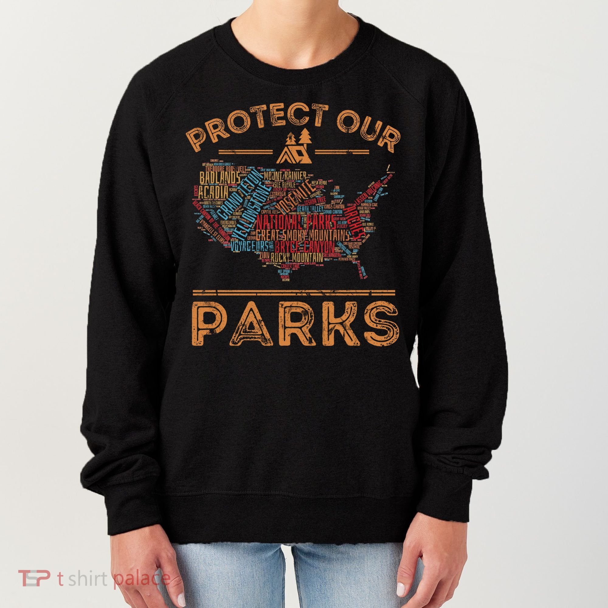 Protect Our Parks National Park Map Hiking Usa Gift Women's Sweatshirt