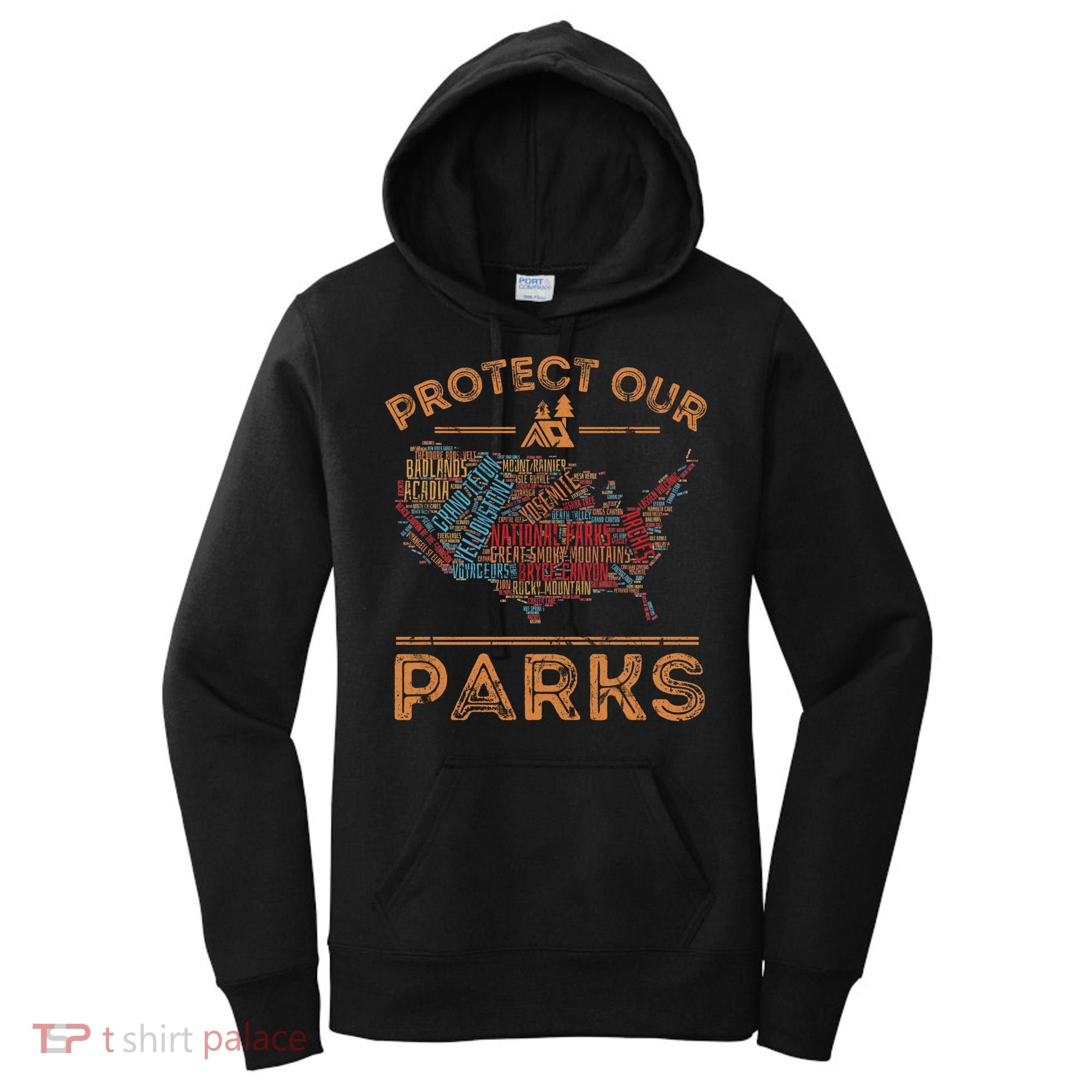 Protect Our Parks National Park Map Hiking Usa Gift Women's Hoodie