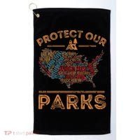 Protect Our Parks National Park Map Hiking Usa Gift Golf Towel thumb 0