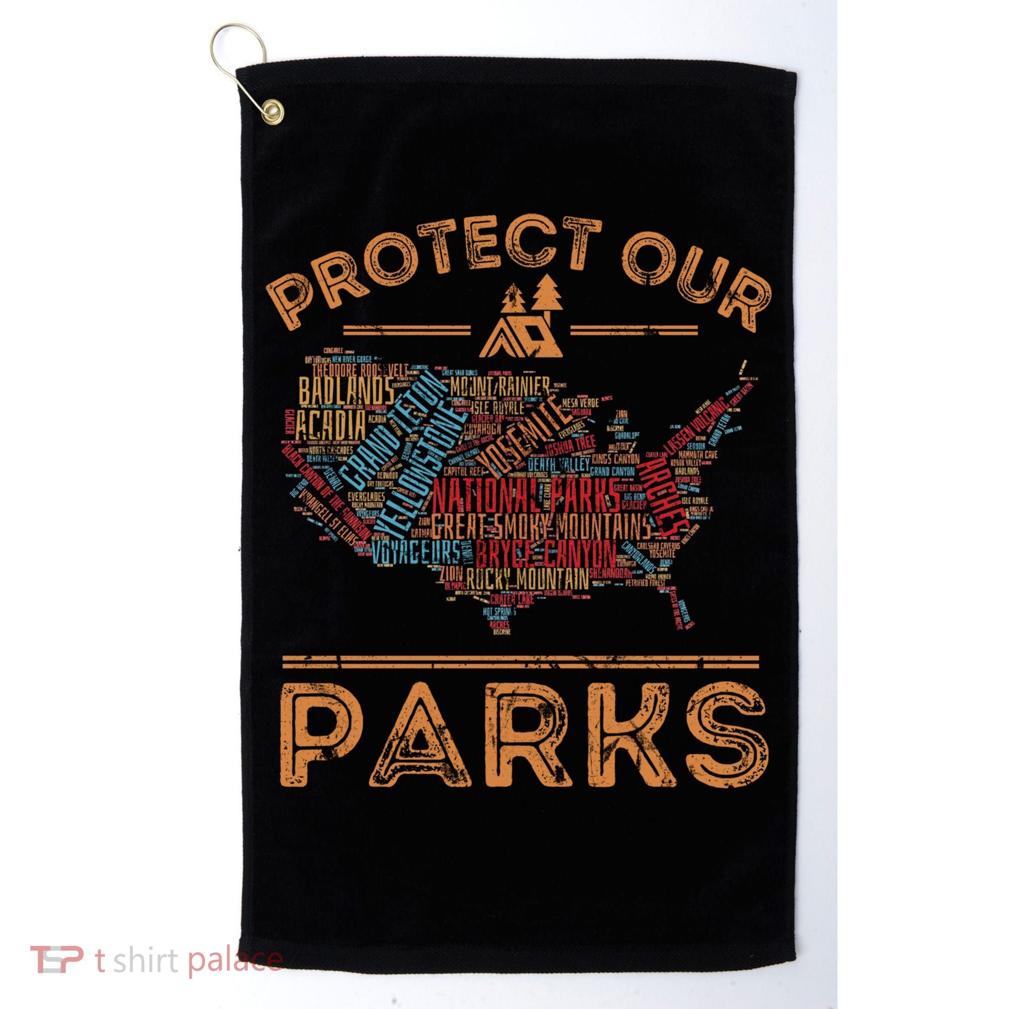 Protect Our Parks National Park Map Hiking Usa Gift Golf Towel