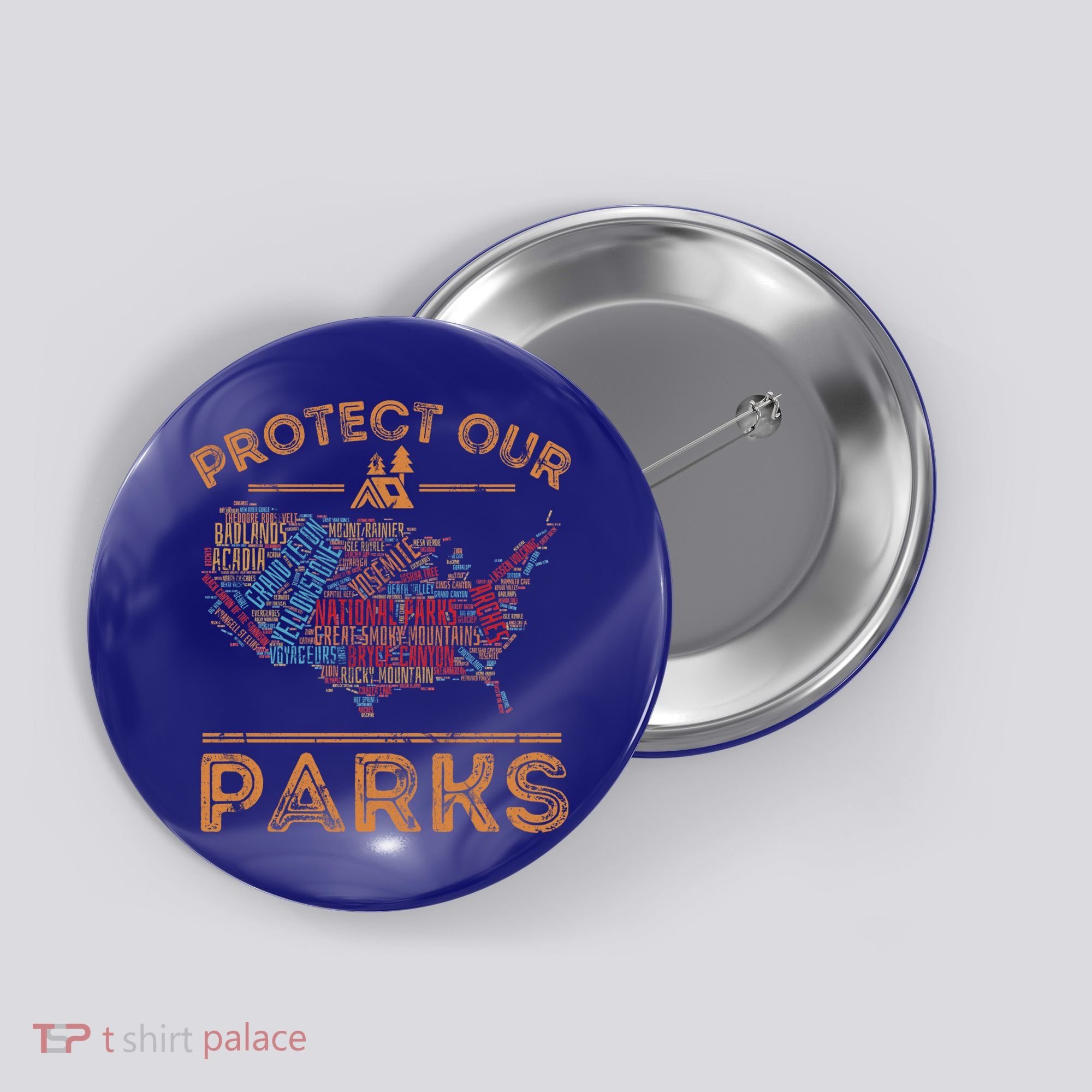 Protect Our Parks National Park Map Hiking Usa Gift Button