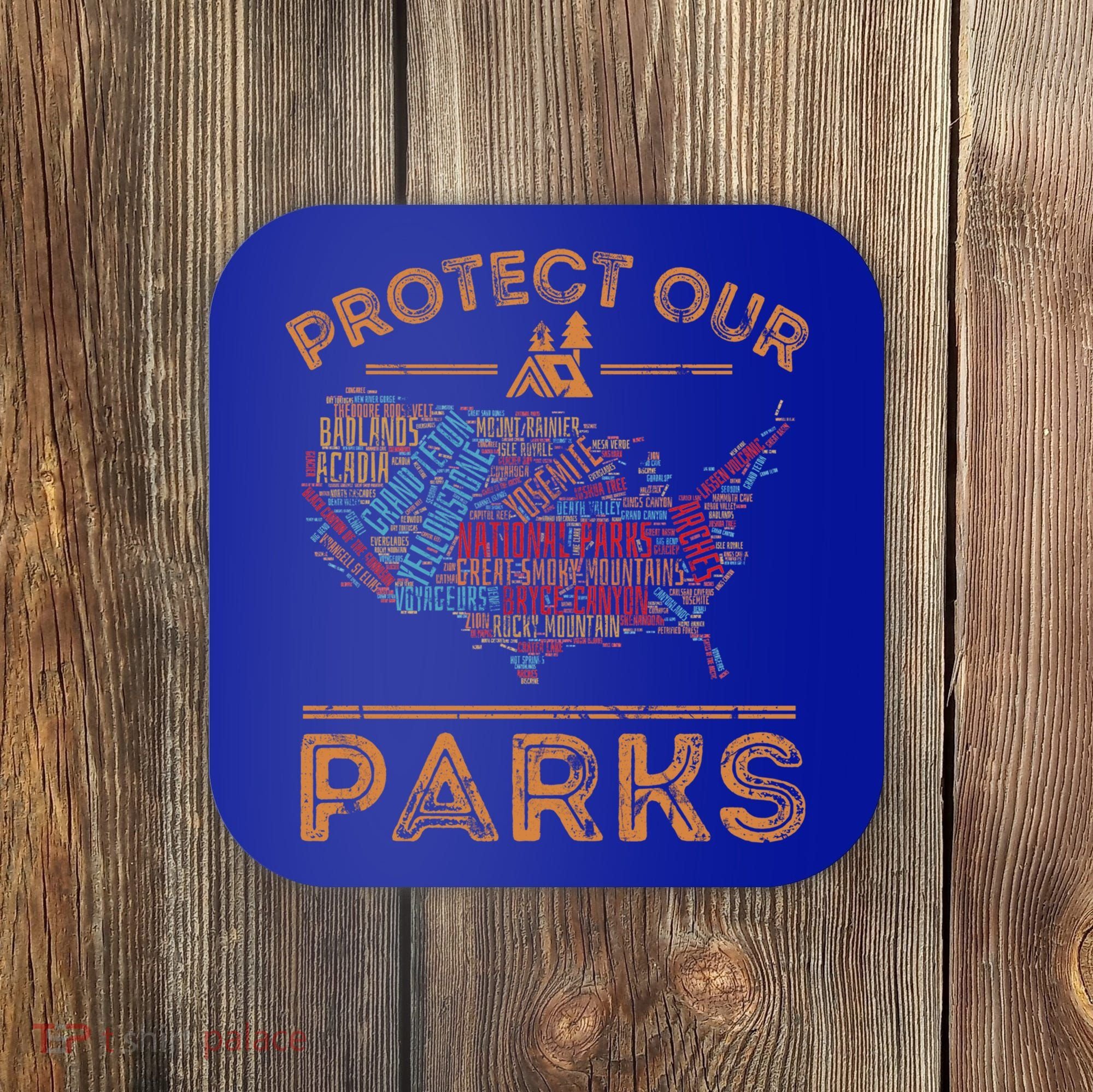 Protect Our Parks National Park Map Hiking Usa Gift Coaster