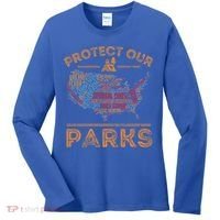 Protect Our Parks National Park Map Hiking Usa Gift Women's Long Sleeve Shirt thumb 0