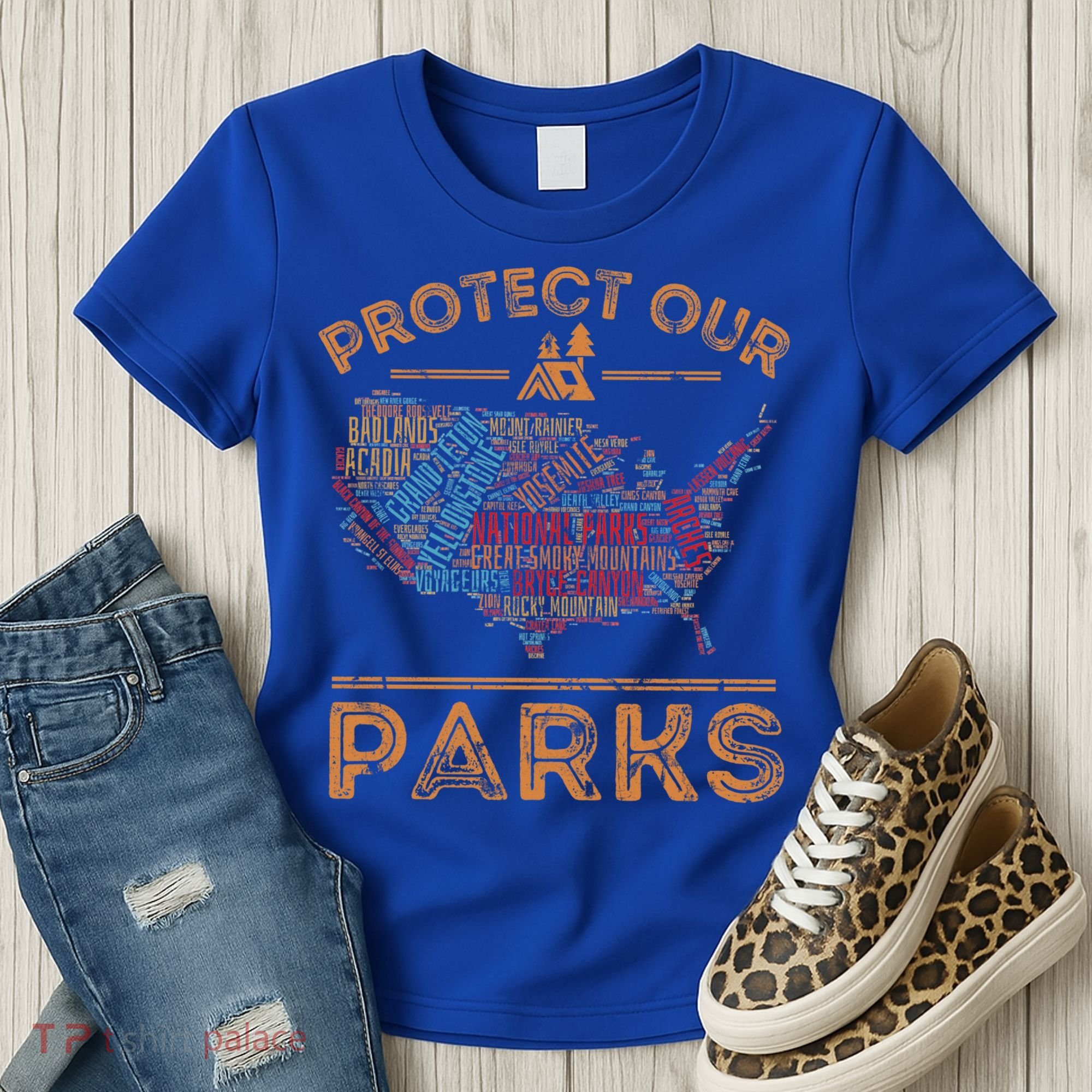 Protect Our Parks National Park Map Hiking Usa Gift Women's T-Shirt