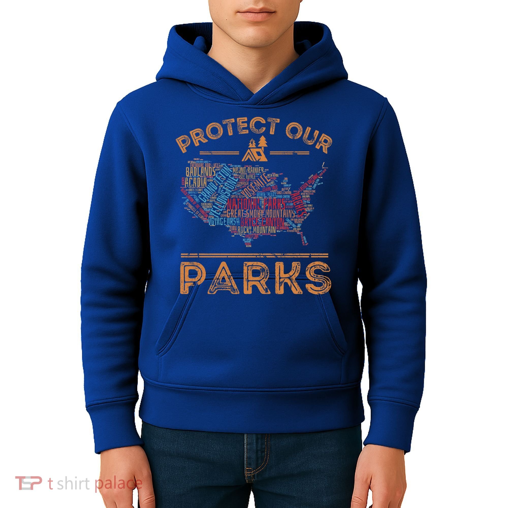 Protect Our Parks National Park Map Hiking Usa Gift Kids Hoodie