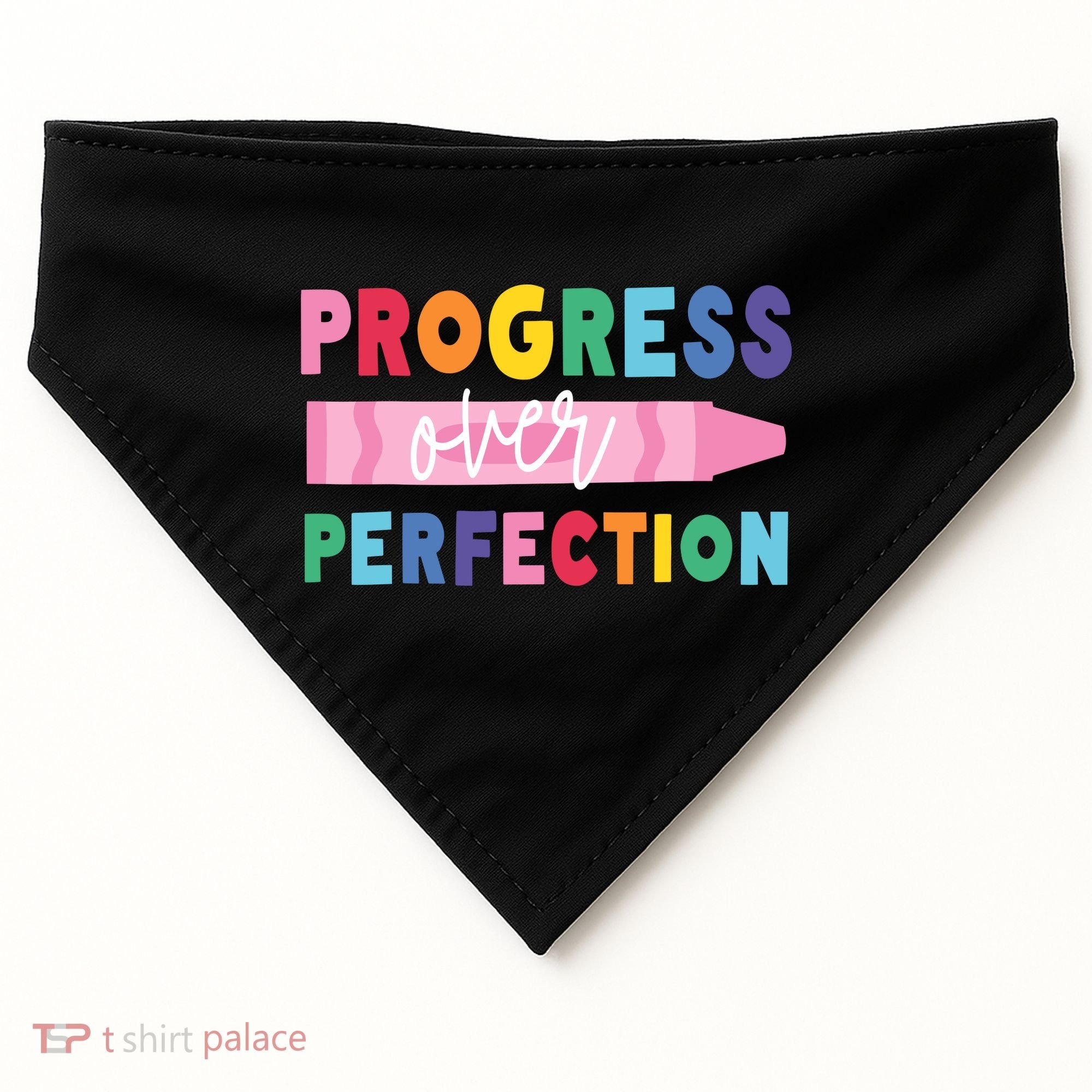 Progress Over Perfection Funny Motivational Teacher School USA-Made Doggie Bandana