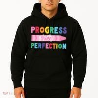 Progress Over Perfection Funny Motivational Teacher School Hoodie thumb 2