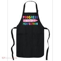 Progress Over Perfection Funny Motivational Teacher School Apron thumb 0